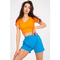 Love Lace Women's Elegant Zip Button Shorts with Matching Belt Style 166316 in Blue | Size: Small