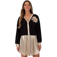 Love Lace Women's Short High Waist Bombka Skirt With Stretch in Gold