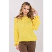 Love Lace Women's Everyday Round Neck Ruffle Tie Sleeve Sweater in Yellow
