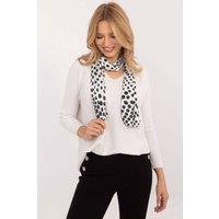 Love Lace Women's Elegant Shimmer V Neck Sweater with Scarf in White
