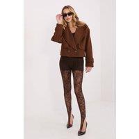 Love Lace Women's Elegant Longline Lace Texture Leggings in Brown