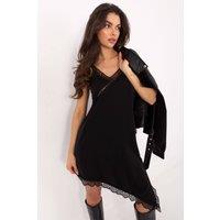 Love Lace Women's Italian Asymmetrical Midi Cocktail Dress in Black