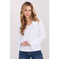 Love Lace Women's Elegant Cotton V Neck Bell Sleeve Blouse Style 223349 in White