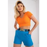 Love Lace Women's Elastic Waist Shorts with Decorative Belt Style 166158 in Blue | Size: XL