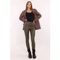 Love Lace Women's Faux Leather Embroidered Insulated Leggings in Green | Size: XS