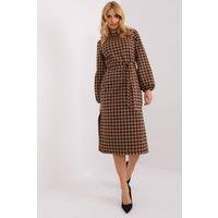 Love Lace Women's Peplite Straight Cut Zip Long Sleeve Dress in Brown | Size: Medium