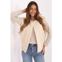 Love Lace Women's Boucle Vest Without Fastening Pockets in Beige