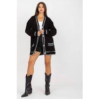 Love Lace Women's Long Sleeve Cardigan with Contrast Trim in Black