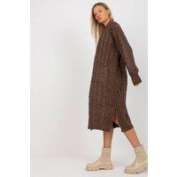 Love Lace Women's Long Sleeve Slip Pocket Open Cardigan in Brown