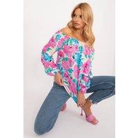 Love Lace Women's Floral Polyester Blouse with Spanish Neckline in Blue | Size: Large/XL