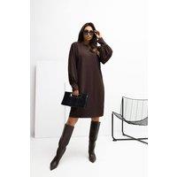 Love Lace Women's Buttery Soft Viscose Elastane Puff Sleeve Dress in Brown | Size: S/M