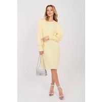 Love Lace Women's Buttery Soft Sweatshirt Dress with Puff Sleeves in Yellow | Size: Large/XL