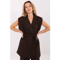 Love Lace Women's Striped Tie Belt Material Vest for Work in Brown | Size: S/M