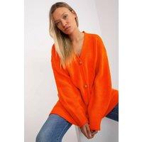Love Lace Women's Extended Cut Button Front Long Sleeve Cardigan in Orange