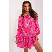 Love Lace Women's Cheerful Printed Flared Mini Summer Dress in Pink | Size: Large/XL