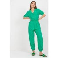 Love Lace Women's Summer Button Front Overalls Jumpsuit in Green | Size: Small