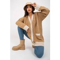 Love Lace Women's Long Sleeve Button Cardigan in Brown