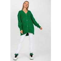 Love Lace Women's Extended Cut Button Cardigan with Long Sleeves in Green