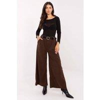 Love Lace Women's High Waist Corduroy Wide Leg Belted Trousers in Brown
