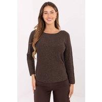 Love Lace Women's Stylish Lurex Knit Sweater Round Neck in Brown