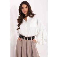 Love Lace Women's Stand Up Collar Long Sleeve Shirt in White