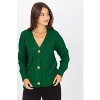 Love Lace Women's Openwork Button Down Long Sleeve Cardigan in Green