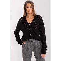 Love Lace Women's Lacy V Neck Button Knit Cardigan in Black