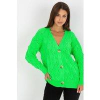 Love Lace Women's Openwork Button Cardigan Sweater in Green