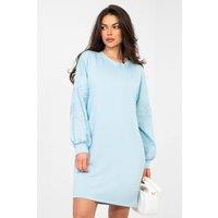 Love Lace Women's Soft Viscose Mini Dress with Embroidery in Blue | Size: Large/XL