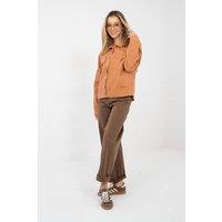 Love Lace Women's Classic Cotton Denim Jacket with Pockets in Orange