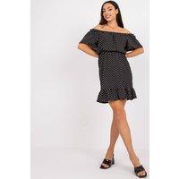 Love Lace Women's Cotton Ruffle Sleeve Dress with Spanish Neckline in Black | Size: Small