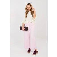 Love Lace Women's High Waist Wide Leg Jeans with Lace Hem in Pink