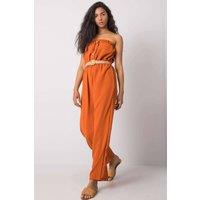Love Lace Women's Casual Sleeveless Cotton Polyester Jumpsuit in Orange | Size: Small