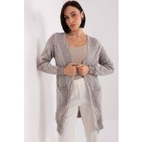 Love Lace Women's Variegated Long Sleeve Cardigan with Pockets Style 188278 in Grey