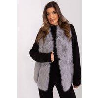 Love Lace Women's Soft Faux Fur Vest with Slip Pockets in Grey | Size: Medium/Large
