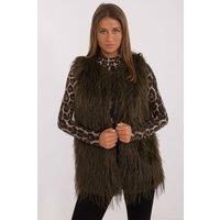 Love Lace Women's Casual Faux Fur Polyester Vest with Lining in Green | Size: Medium/Large