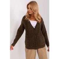 Love Lace Women's Variegated V Neck Button Cardigan Sweater in Green
