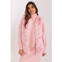 Love Lace Women's Faux Fur Sleeveless Vest with Pockets in Pink | Size: Large/XL