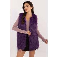 Love Lace Women's Casual Hoodless Insulated Faux Fur Vest in Violet | Size: Medium/Large