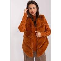 Love Lace Women's Soft Warm Faux Fur Vest with Pockets in Brown | Size: S/M