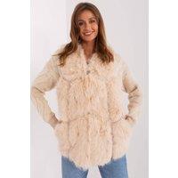Love Lace Women's Lined Faux Fur Polyester Vest with Pockets in Beige | Size: Large/XL