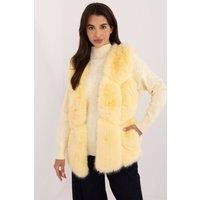 Love Lace Women's Faux Fur Lined Vest with Slip Pockets in Yellow | Size: Medium/Large