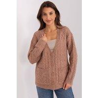 Love Lace Women's Variegated Button Front V Neck Cardigan in Brown