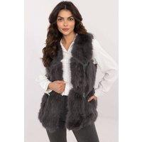 Love Lace Women's Faux Fur Slip Pocket Vest with Lined Comfort in Grey | Size: Medium/Large