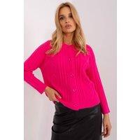 Love Lace Women's Button Front Variegated Round Neck Cardigan in Pink
