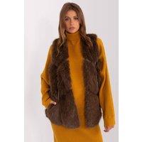 Love Lace Women's Lined Faux Fur Vest with Slip Pockets in Brown | Size: S/M
