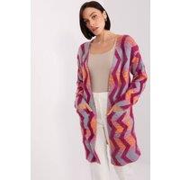 Love Lace Women's Geometric Pattern Soft Long Sleeve Cardigan in Pink