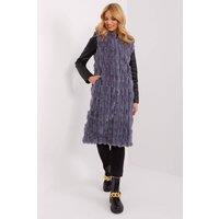 Love Lace Women's Hooded Faux Fur Vest with Zipper Pockets in Grey | Size: Large/XL