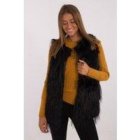 Love Lace Women's Faux Fur Lined Hoodless Gilet Vest in Black | Size: S/M