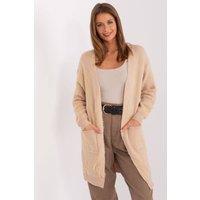 Love Lace Women's Variegated Long Sleeve Slip Pocket Cardigan in Beige